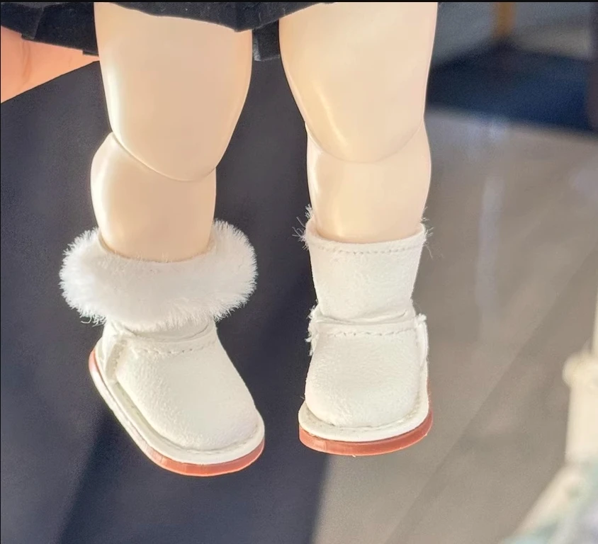 L01-X003 ألعاب أطفال 1/6 gl BJD DD SD MSD دمية أحذية الشتاء الأبيض الوردي الثلوج مشعر الأحذية 1 زوج