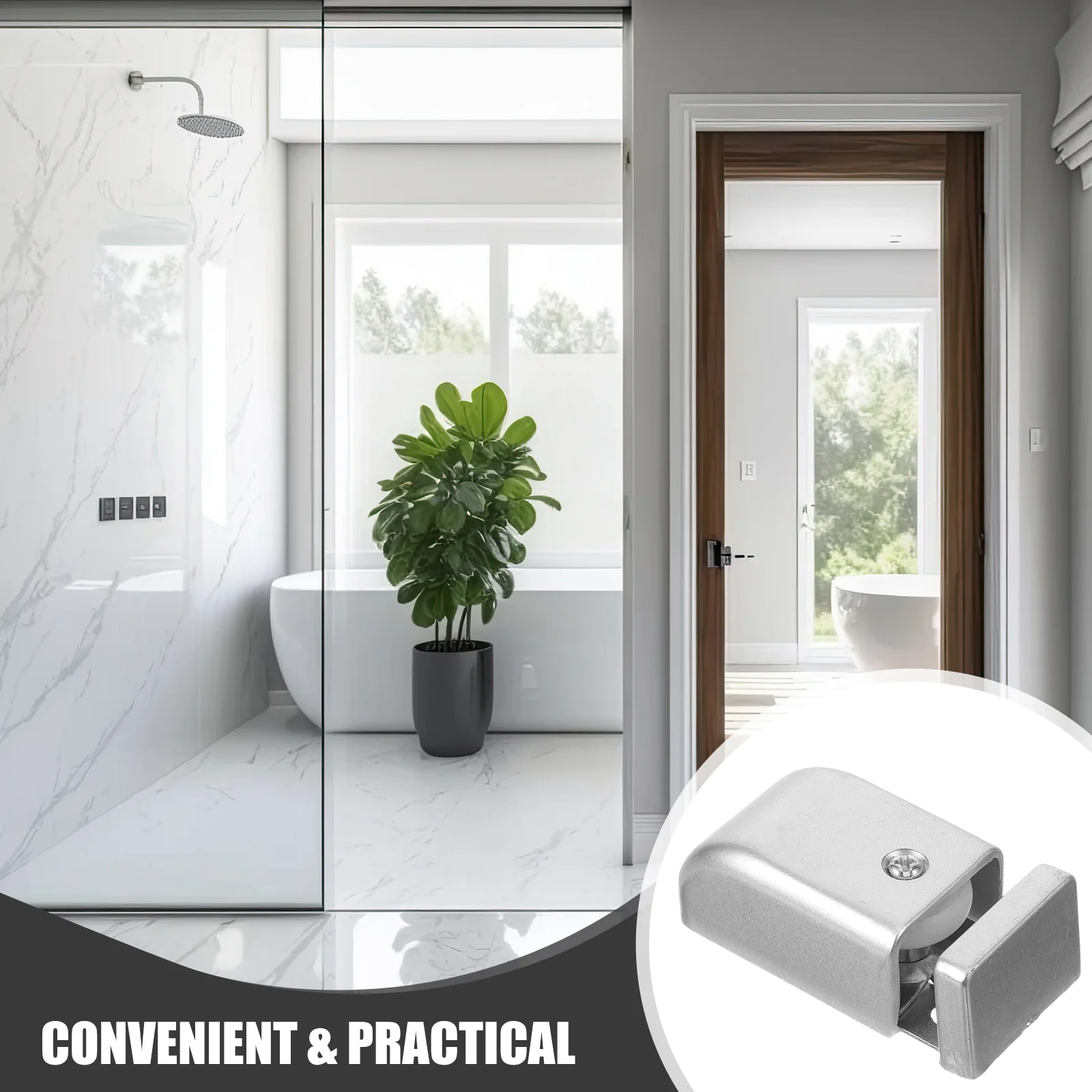 Shower Glass Swing Stopper Guides Automatic Silver Track Adjustable Ground Wheel Door Bottom Guide Sliding Door Hardware