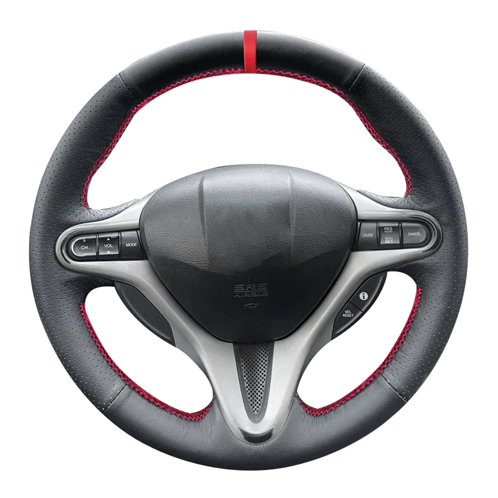 Customized Anti-Slip PU Leather Car Steering Wheel Braid Cover For Honda Civic 8th MK8 2005 2006 2007 2008 2009 2010 2011