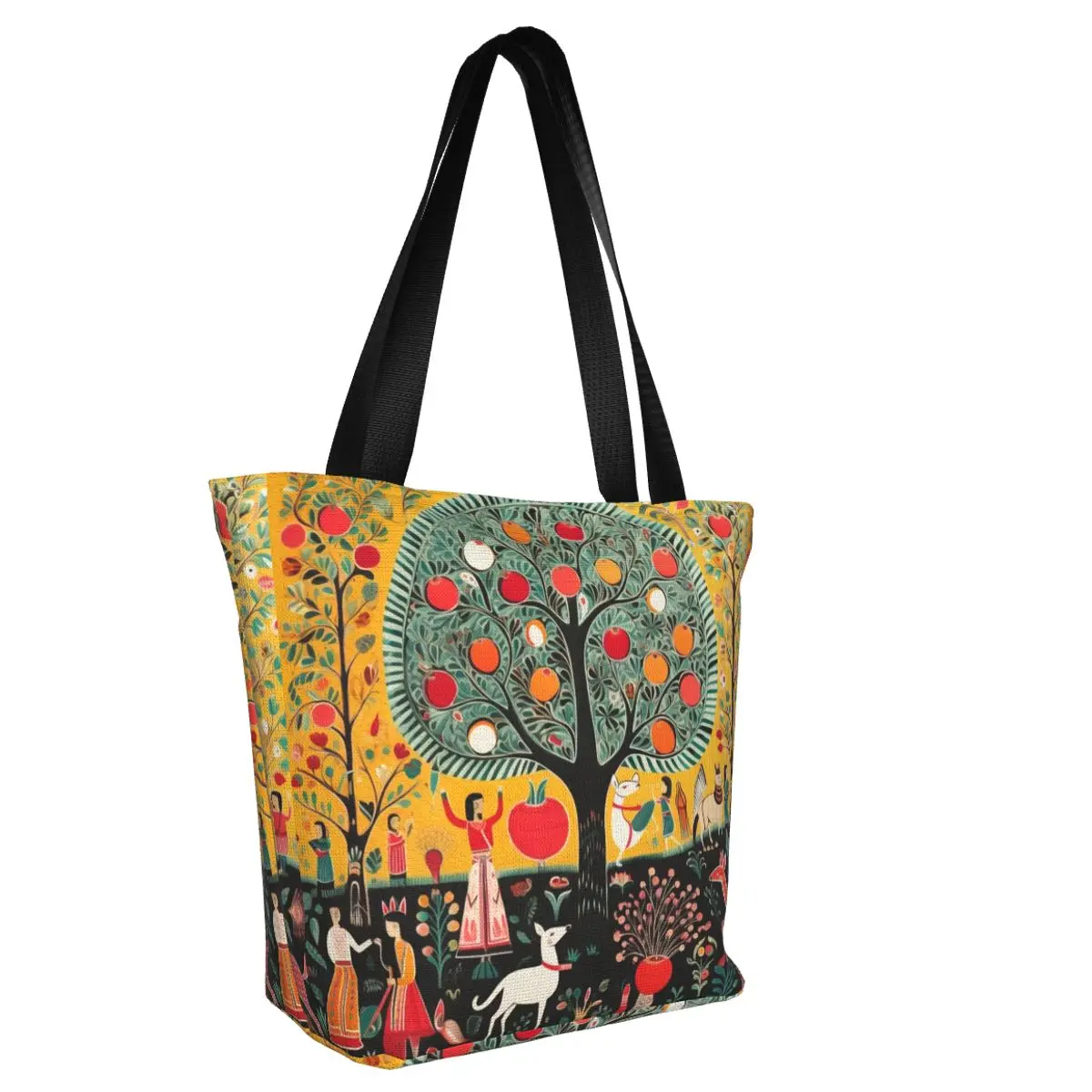 Mexican Folk Tree Shopper Bag Animals Shoulder Bag Student Travel Polyester Tote Bag Casual Designer Handbags Xmas Gift