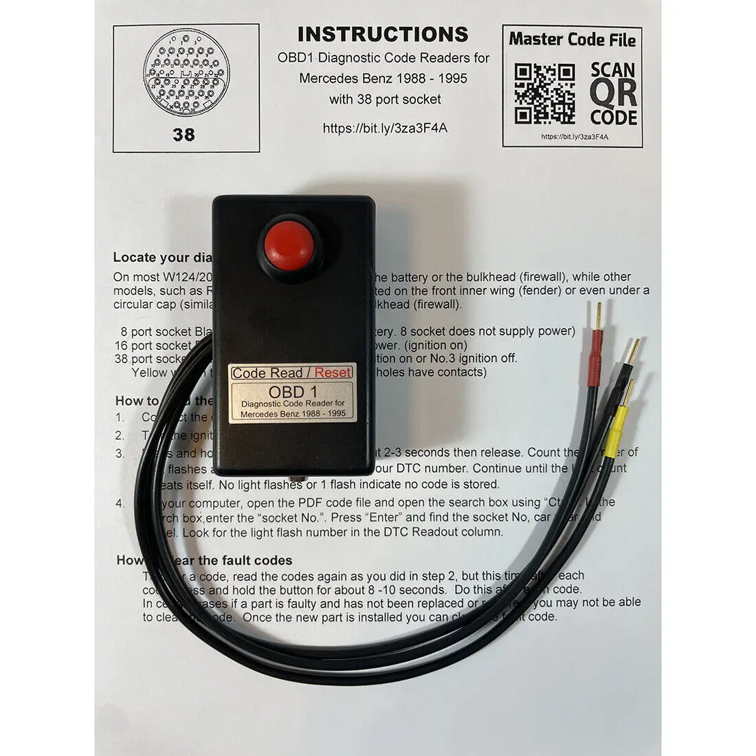 OBD1 Diagnostic code reader for Mercedes cars with the round 38 port socket