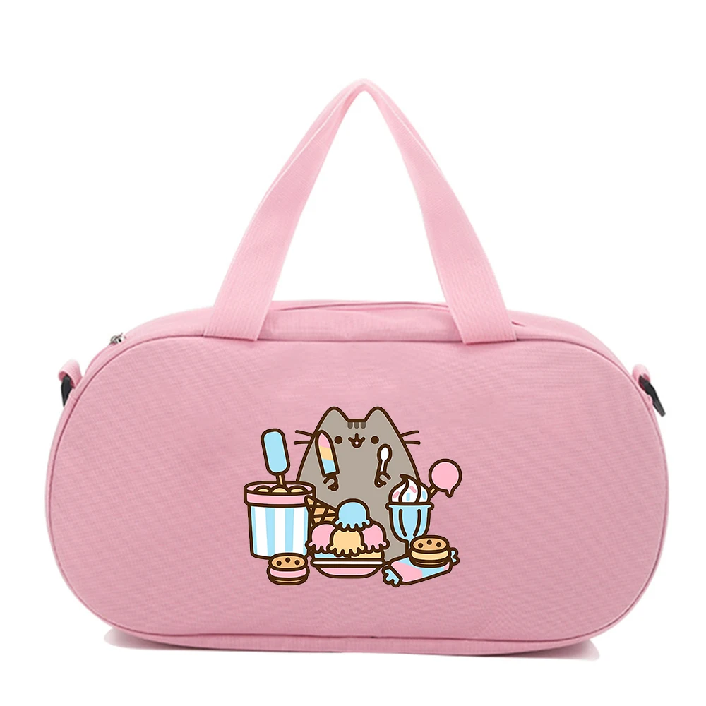 Pusheen Girls Anime Printed Traveling Bag Kids Cartoon Cute Portable Luggage Children Fashion Casual Travel Duffels Kawaii Gifts