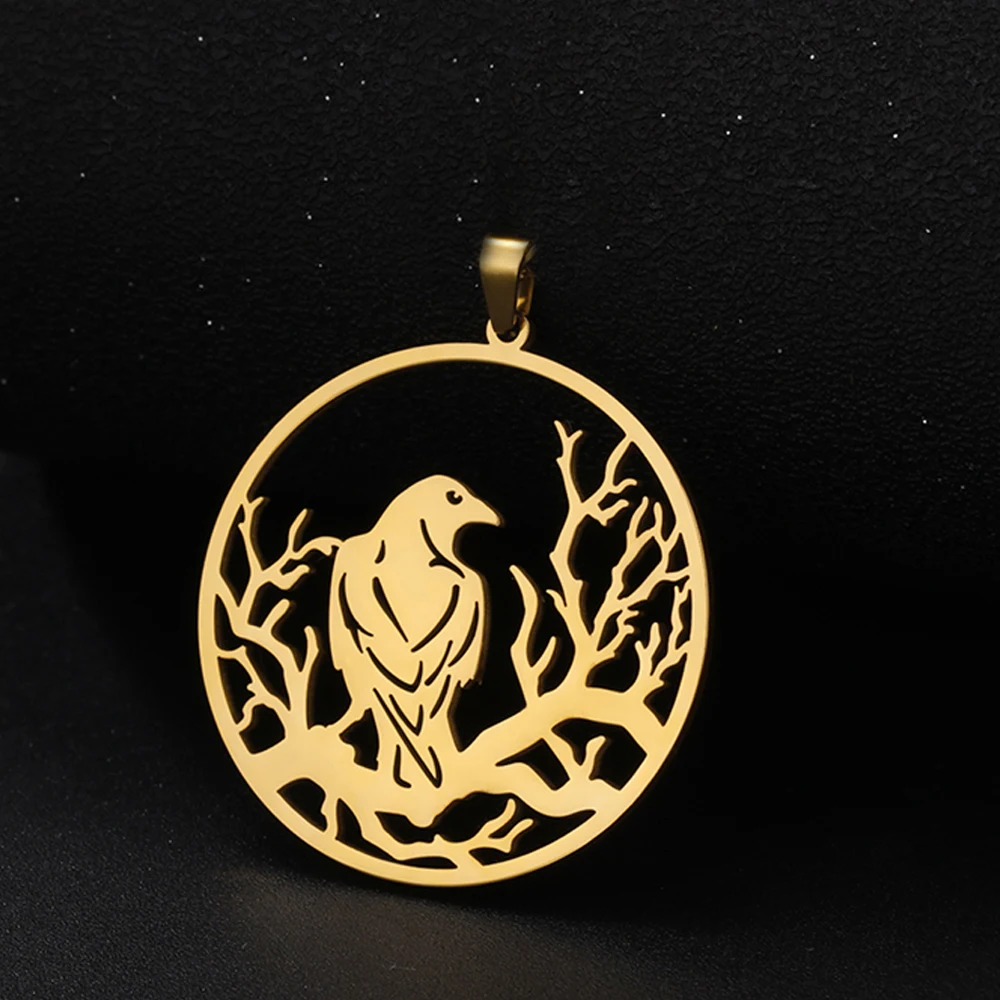Dawapara Norse Animal Crow Pendant Odin Raven Mythology Irish Jewelry Stainless Steel Charm DIY Accessories