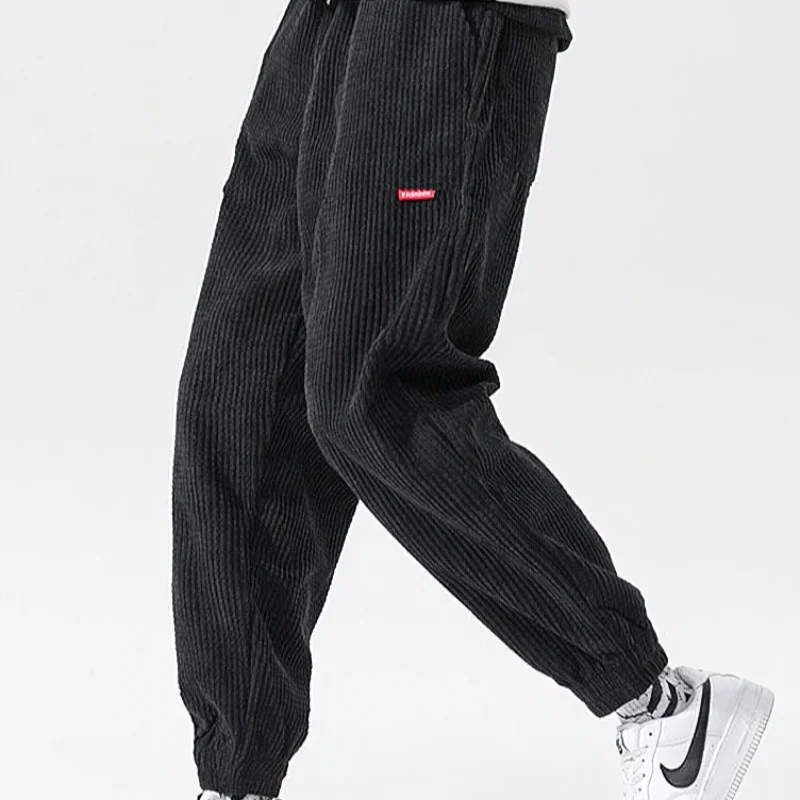 Baggy Corduroy Joggingbroek Heren Effen Kleur Casual Herfst Winter Tech Fleece Sport Losse Joggers Harembroek Mannelijke Lange Broek