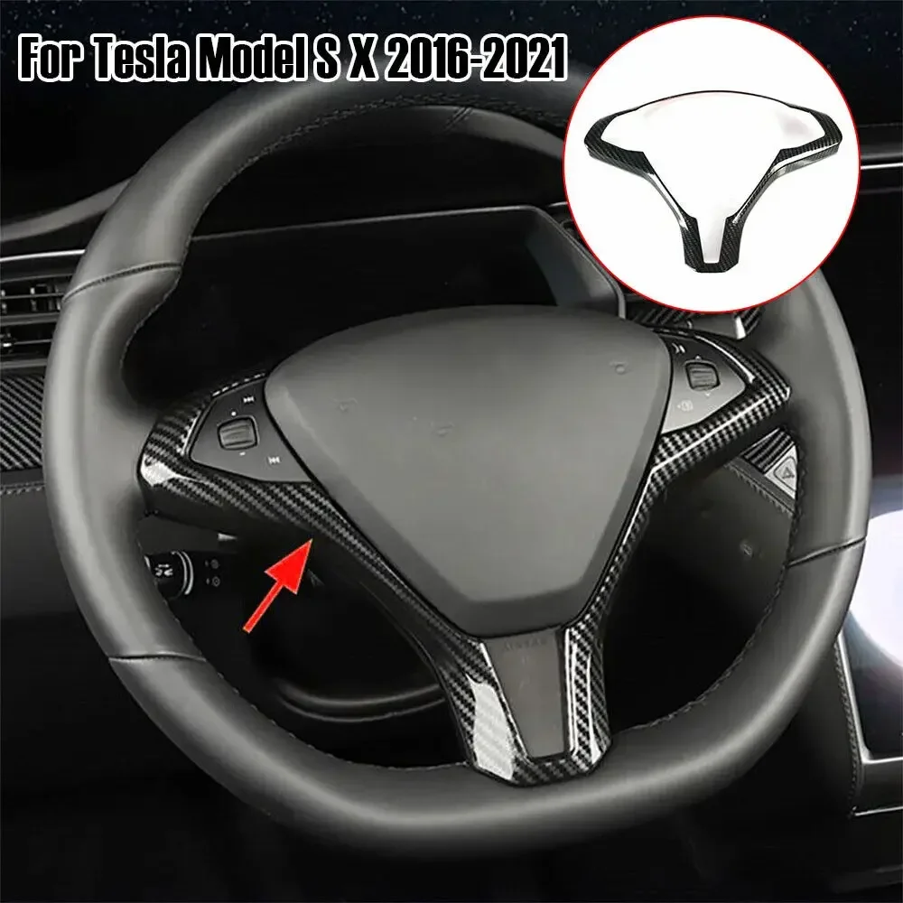 

Аксессуары для Tesla Model X Model S 2016-2021 ABS, углеродное волокно, серебристая внутренняя крышка панели рулевого колеса автомобиля, декоративная рамка