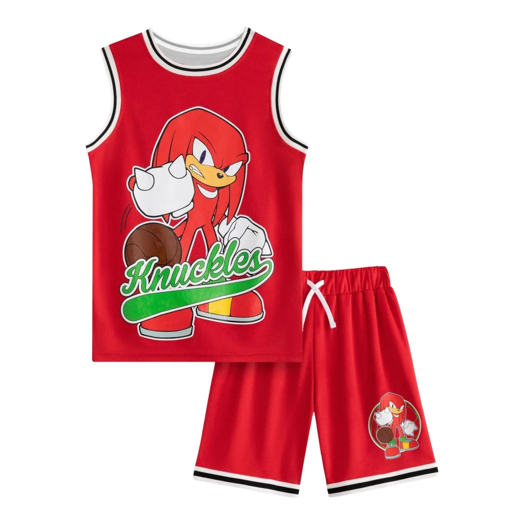 Hot Toys Knuckles The Echidna Basketball Jersey Set Family Summer Adults Kids Vest & Shorts 2Pcs Breathable Quick Dry Sportswear