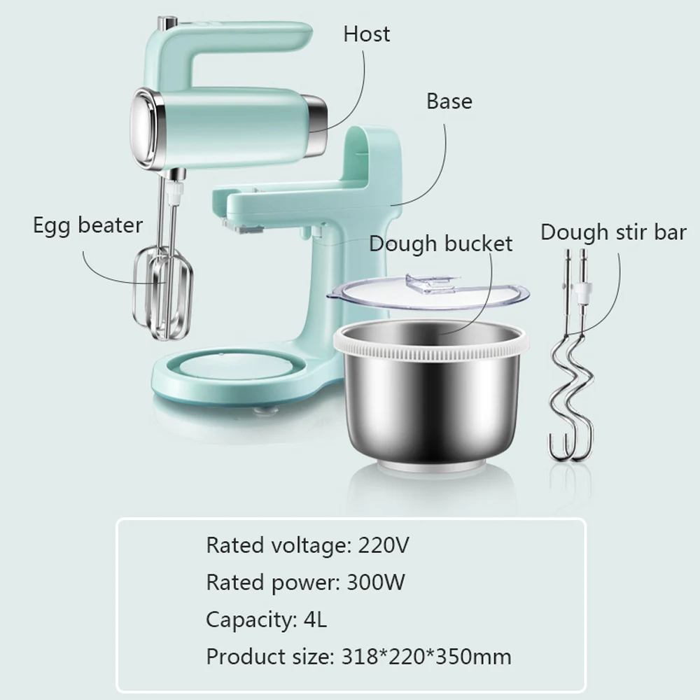 Mikser elektryczny 4L 9-biegowy Trzepaczka do kremu jajecznego Mieszadło do ciasta Blender Wypiekacz do chleba Robot kuchenny Miska ze stali