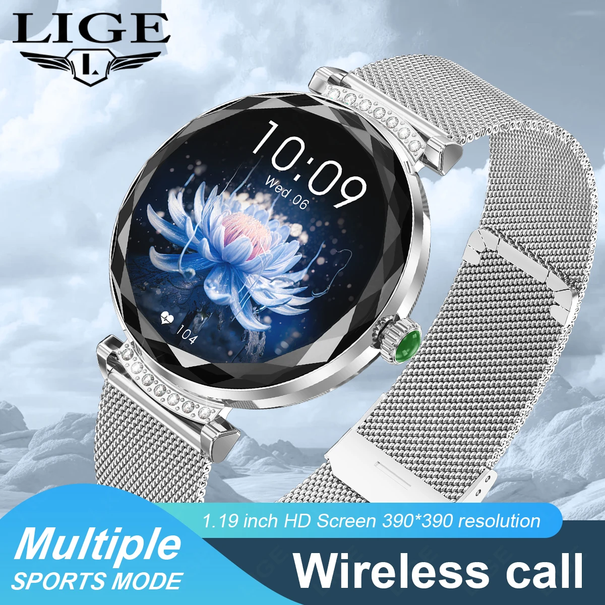 

LIGE 1.19" AMOLED Screen Smart Watch Fashion Luxury Health Monitoring Bluetooth Call Women Sport Fitness Tracker Smartwatch Lady