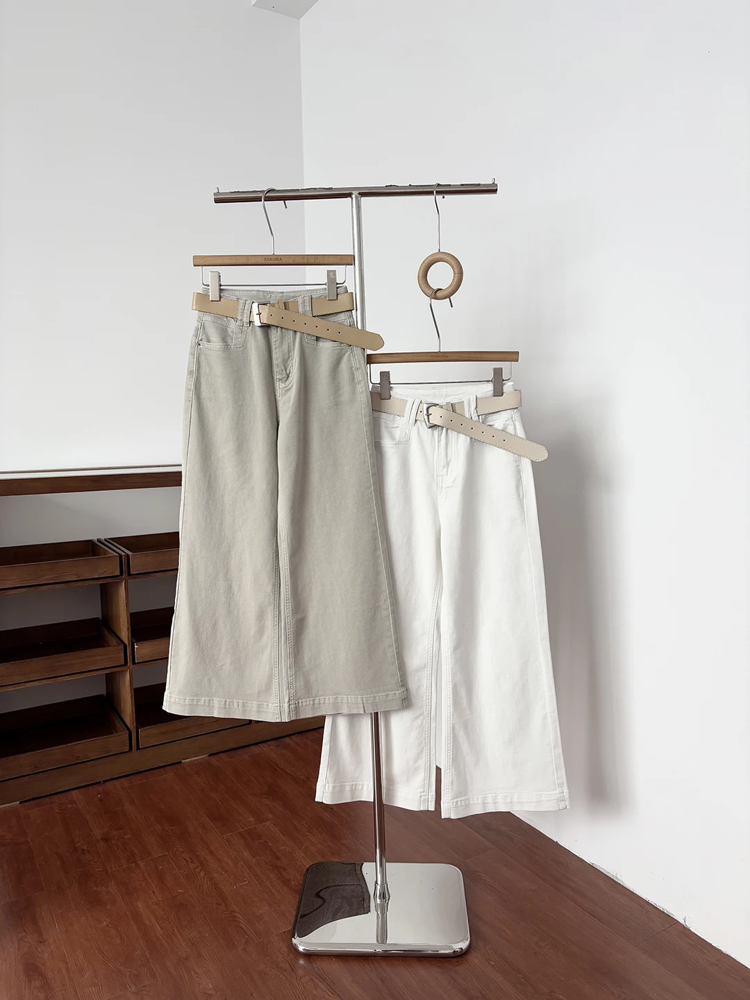 

Женские джинсы с высокой талией и широкими штанинами, весенние, свободные, прямого кроя, с поясом, в стиле ретро, длина 7/8