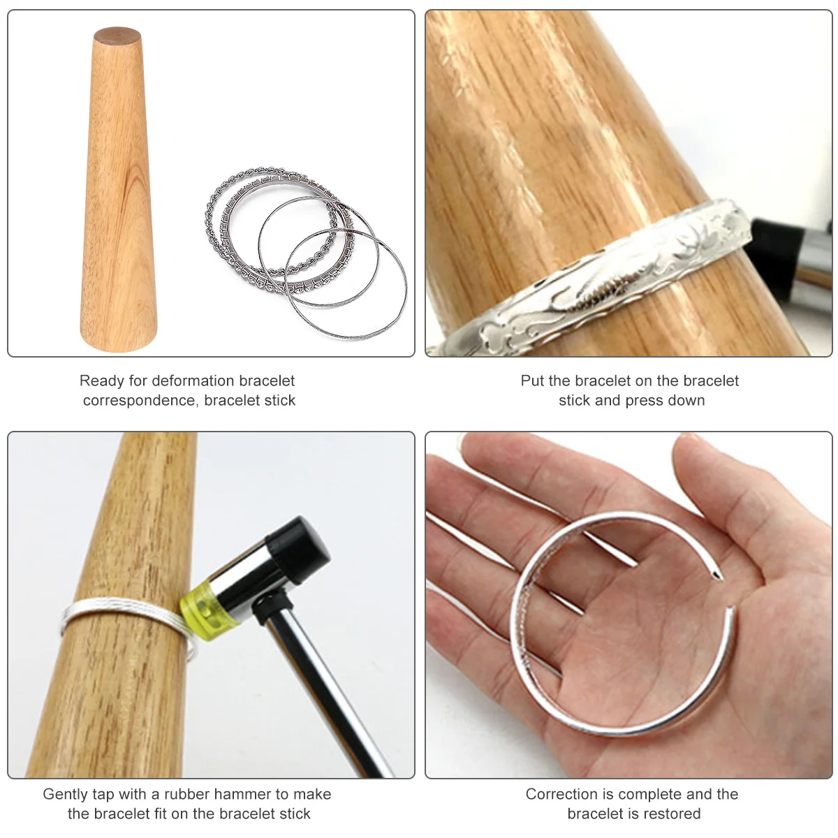 Wood Bracelet Mandrel Round Bangle Jewelry DIY Forming Repair Tool Durable Solid Wood Compact Portable Professional Use