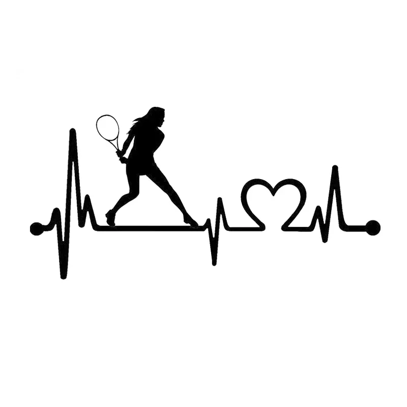 

Car Sticker Fashionable Lady Tennis Racket Heartbeat Lifeline Car Sticker Waterproof Cover Scratch Black/White, 17cm*8cm