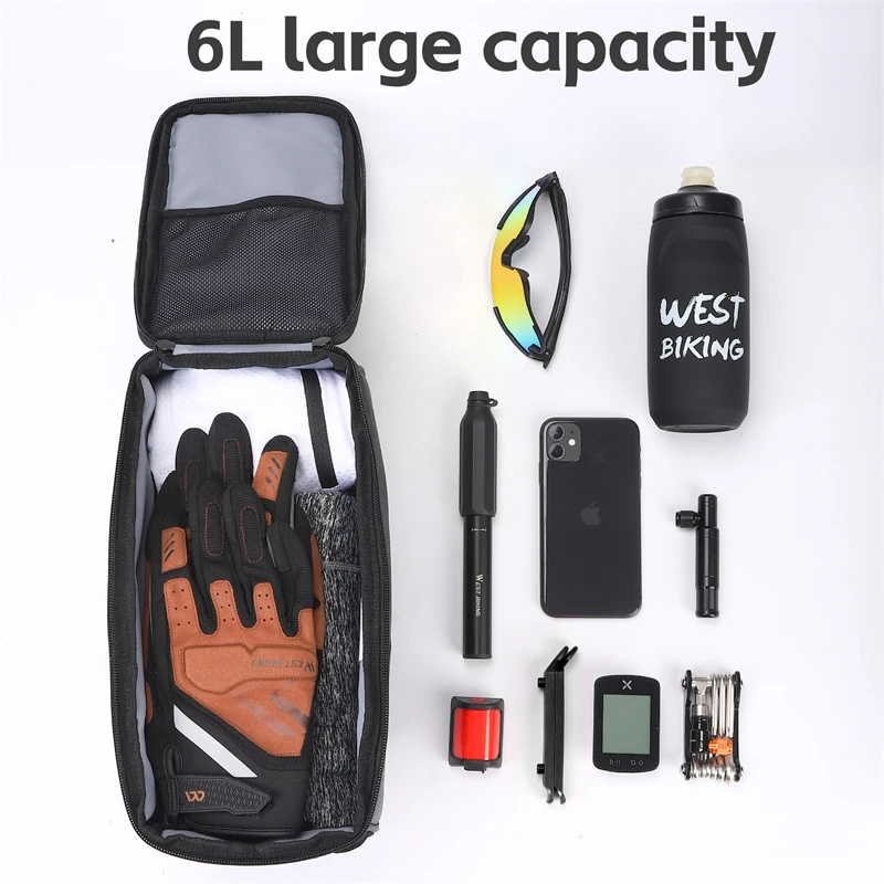 WEST BIKING Bicycle Rear Seat Bag Bike Rear Rack Bag  6L Carrier Tail Bag With String Bag Trunk Bag Cycling Travel Hand Bag