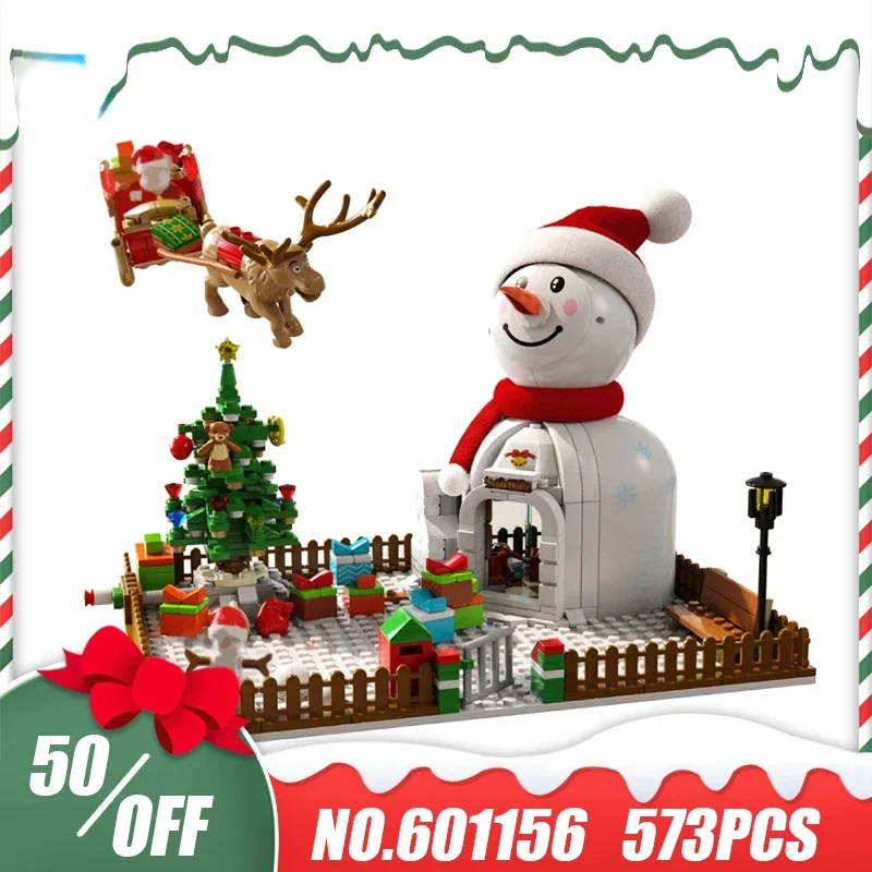 

Merry Christmas House Snowman Christmas Tree Home Furnishing Decoration Building Blocks Bricks 573pcs children Toy Gift Sets