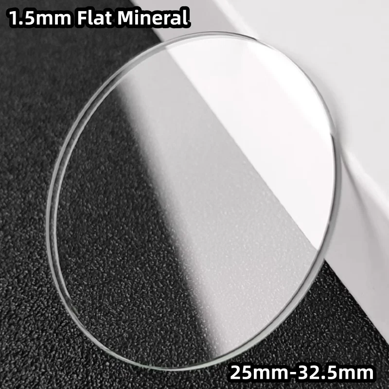 Plane Mineral Watch Glass 1.5mm Thickness Flat Round Crystal Clear Front Cover 25mm-32.5mm Diameter Part for Watch Repair YZC706