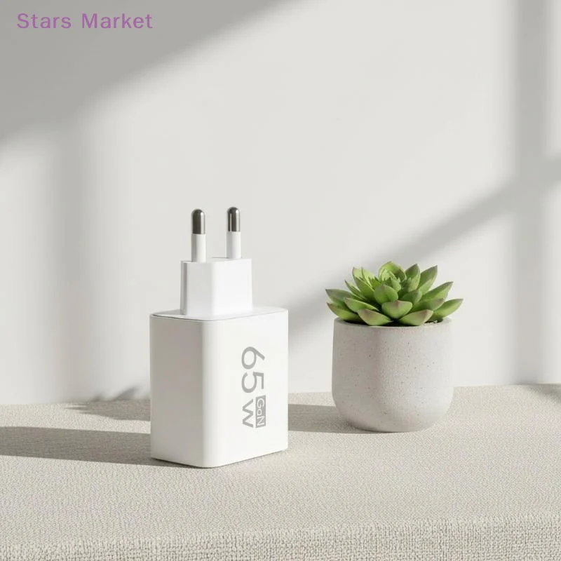 New 1Pcs 65W GaN USB Charger 3 Ports PD Type C Fast Charging EU/US/KR Plug Travel Wall Adapter Quick Charge USB C Charger Power