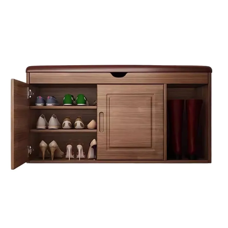 

Entry shoe changing stool rubber wood solid wood shoe changing stool living room large capacity storage household