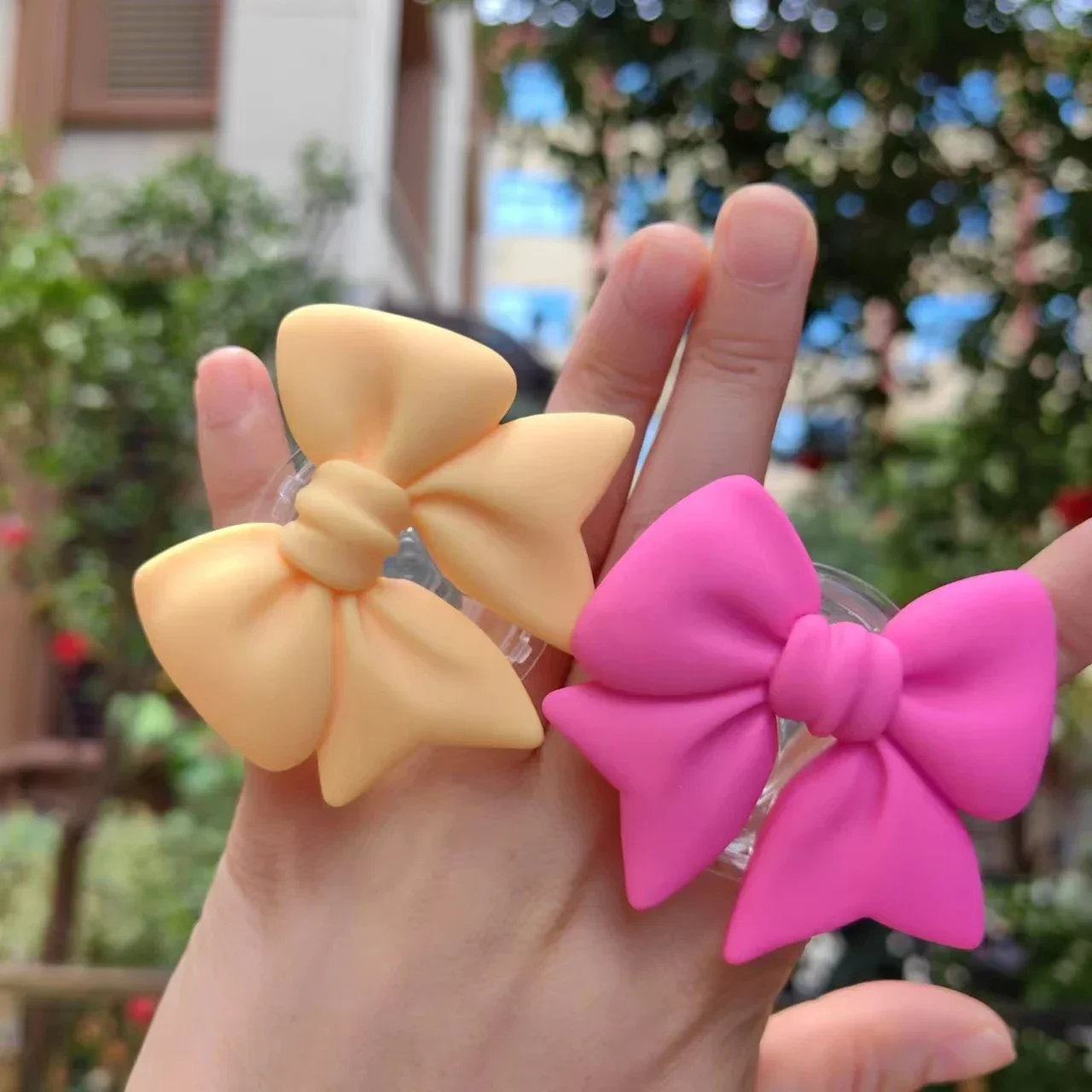 Cute Plain Macaron Color Bow-knot Smart Tok Universal Phone Holder Korean Girl's Phone Bracket GripTok Stand Socket Lazy Bracket image 2