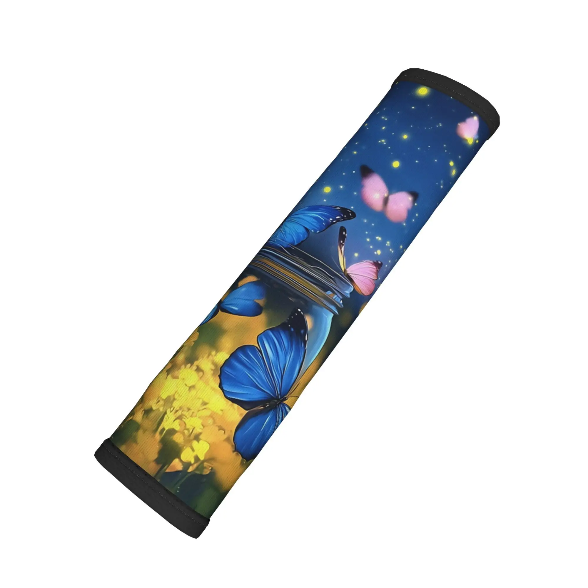 1pc Enchanting Summer Night: Butterflies Emerging From Glass Jar In Golden Wildflower Field With Glowing Fireflies Car Anti-Kick