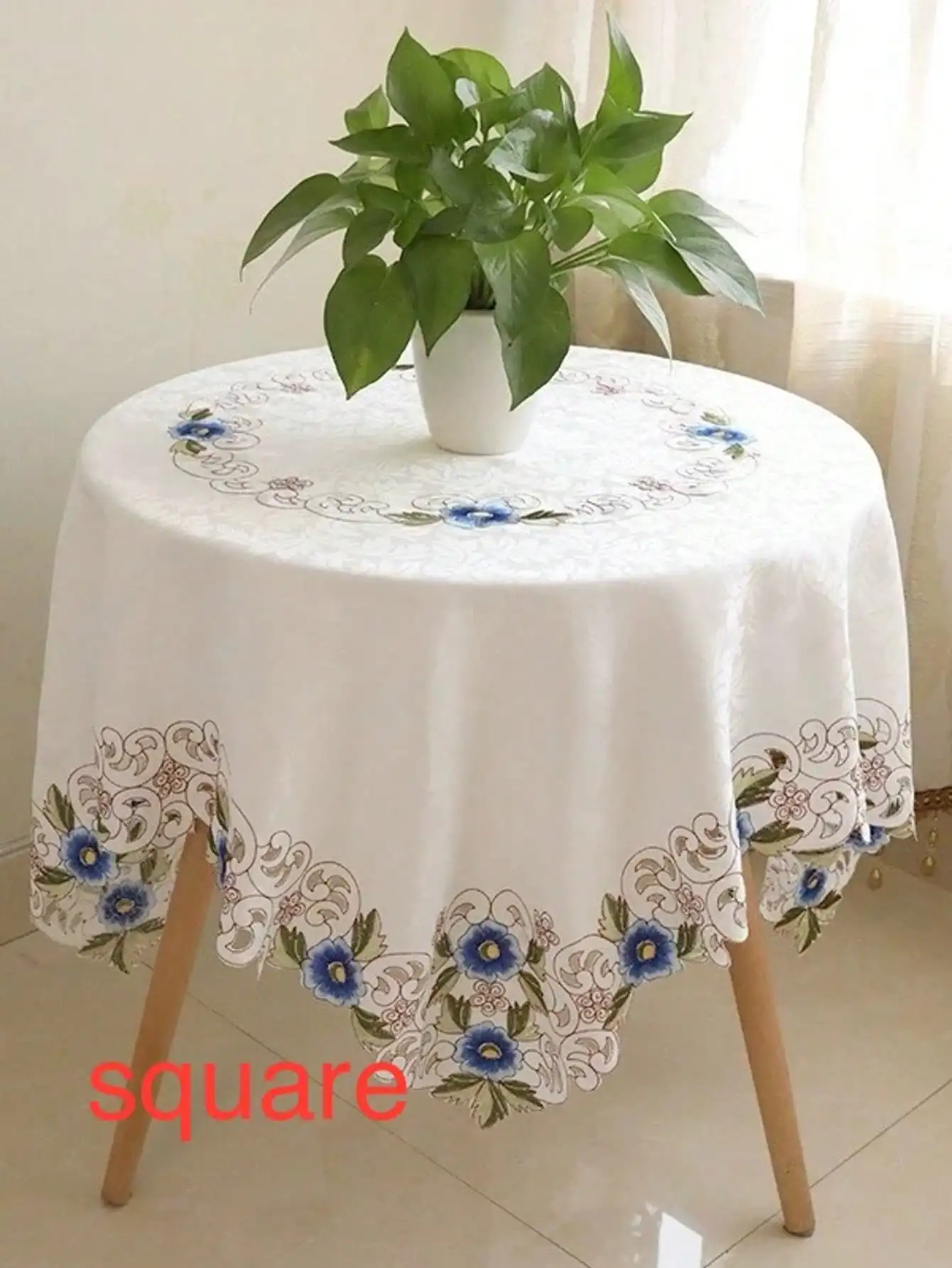 مفرش طاولة مصنوع يدويًا مع زهور مطرزة، مفرش طاولة جاكار أنيق فاخر من ألياف البوليستر مربع مستطيل مقاوم للغبار ومضاد للحرق لطاولة الطعام وطاولة القهوة ومهرجانات حفلات الزفاف #5