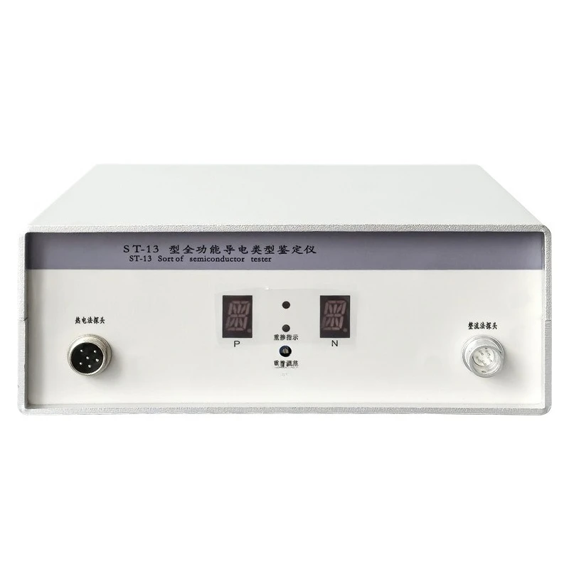 

Semiconductor pn type identification instrument, germanium wafer rectification method heavy doping detector