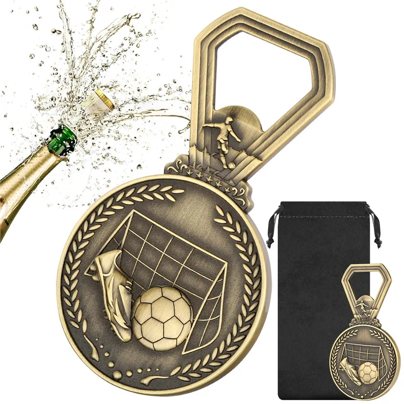 

Creative Football Medals Shape Steel Beer Openers Bottle Opener Portable Corkscrew for Wedding Party Barware Accessory with Bag