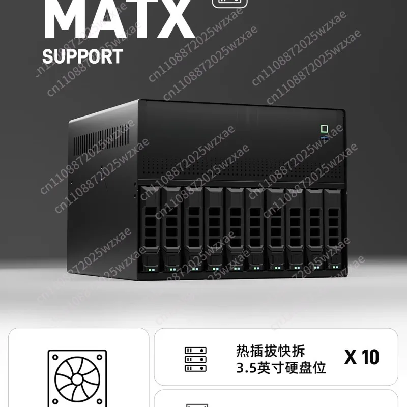 Empty Chassis N10 NAS Chassis | 10+2 Bay, Micro-ATX, 1U Flex PSU, Includes Backplane (No HDD Trays)