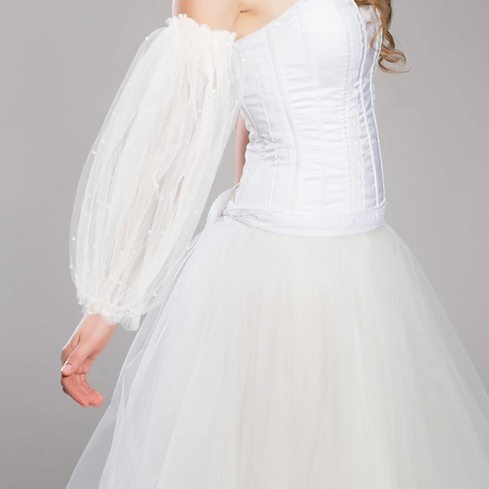 

1Pair Mesh Wedding Dress Sleeves Long Tulle Bridal Sleeve Removable Detachable Sleeve Wedding Dress Supply Fashion