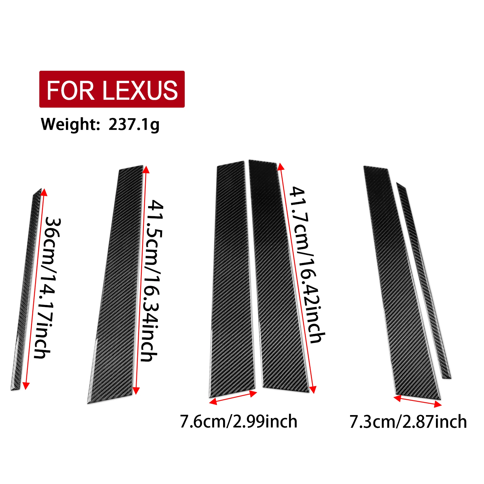 ألياف الكربون الحقيقية اكسسوارات السيارات B-عمود لوحة غطاء الكسوة ملصق ناعم لكزس RX300 RX350h RX500h 2023 2024 2025 2026 #5