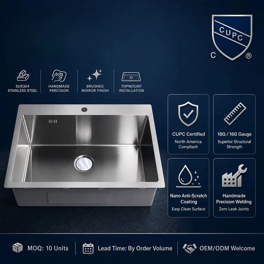 Multifunctional Cheap Handmade Stainless Steel Brushed Surface Above Counter Top Mount RV Single Bowl Sink with One Hole - view 3