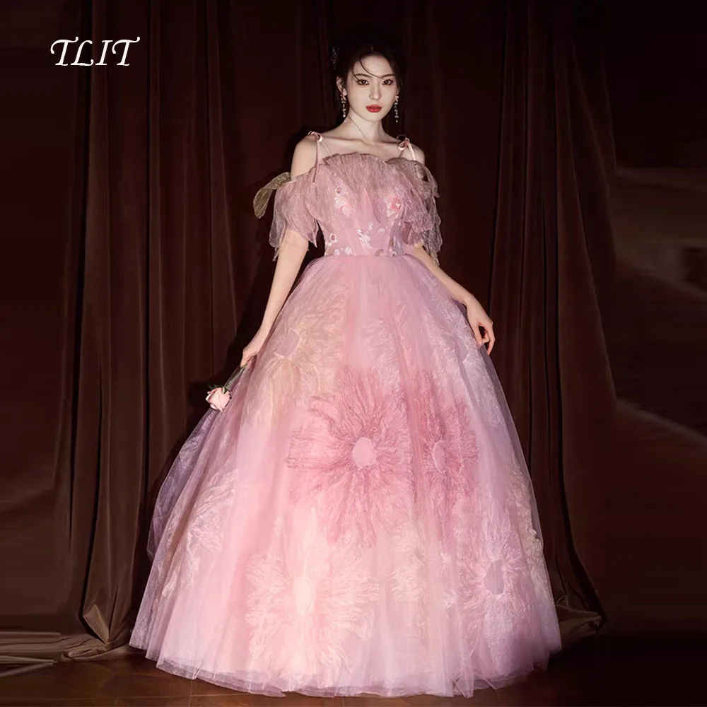 

TLIT Fairy Candy Color Tulle Evening Dresses For Women Korea Wedding Dress Photo Shoot Flower Prom Gowns Customized Formal Party