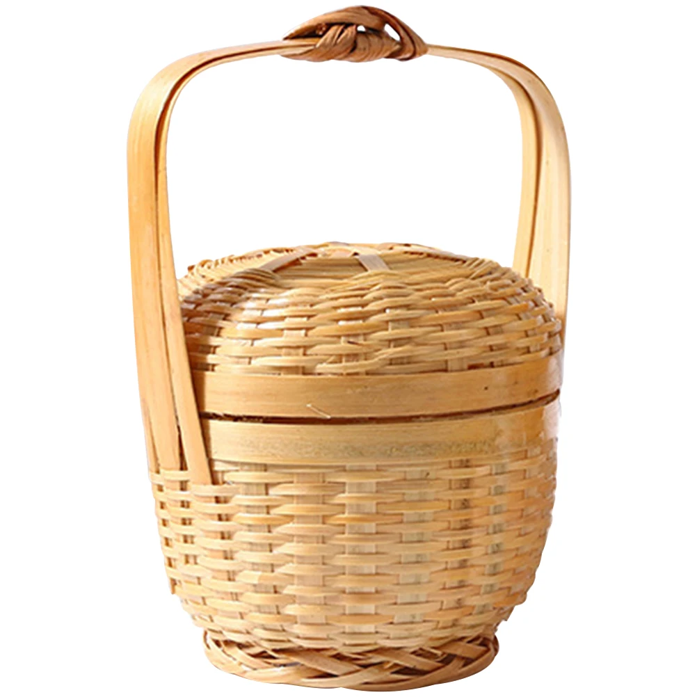 

Mini Bamboo Basket Hanging Grain Storage Fruit Small Crafts Lightweight Compact Practical Mini for Crafts for Storage