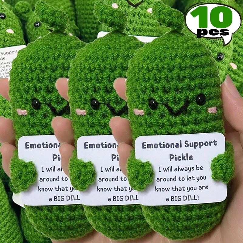 10/1pcs Emotional Support Cucumber Funny Crochet Positive Energy Potato Shark Poop Doll with Card Cheer Up Toys Ornaments Decor