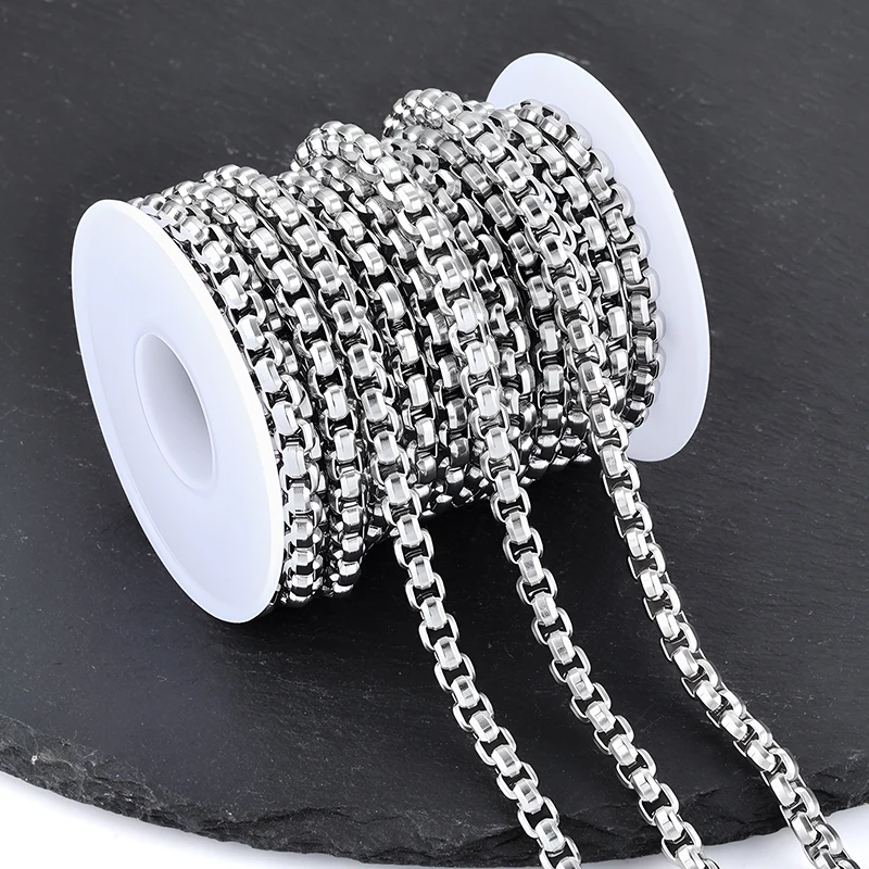 1Meters Stainless Steel 5mm Box Chains for DIY Trend Necklace Bracelet Accessories Jewelry Crafts Materials Findings Wholesale
