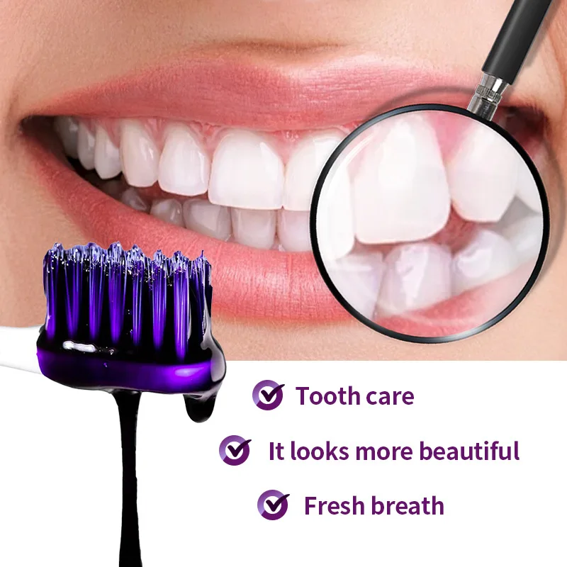 30ml Purple Whitening Toothpaste, Deep Cleaning Formula, Provides Fresh Breath and Gentle Gum Care, Fluoride-Free, Essential for Daily Oral Hygiene, Suitable for Yellow Teeth