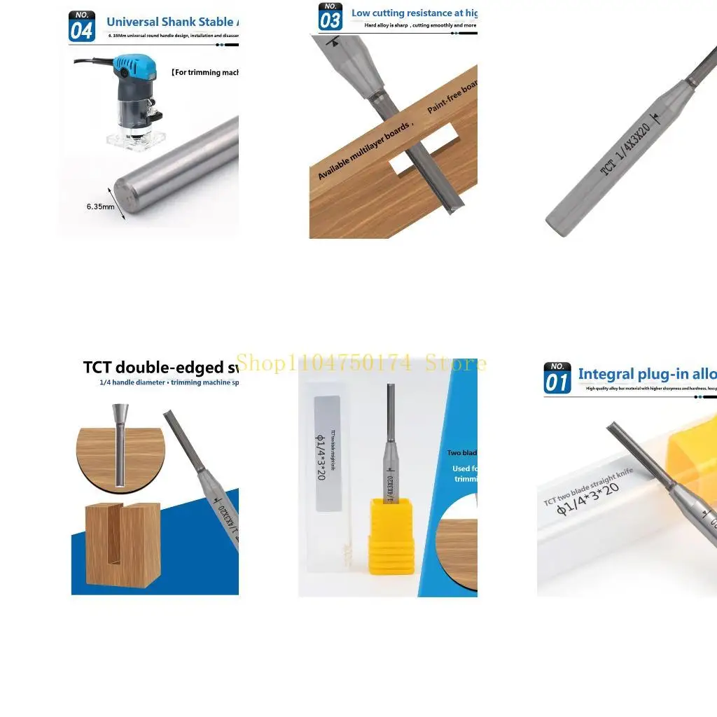 

Straight Router Bit for Trimmers 1/4Shank Double Flute Straight Grooving Bit top sale