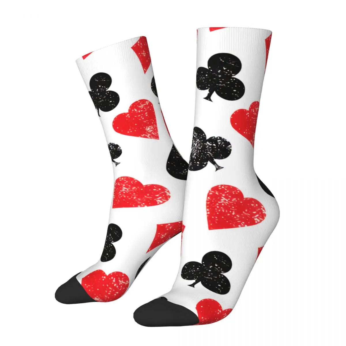 Hip Hop Retro Playing Cards Symbols Pattern Crazy Men's Socks Unisex Harajuku Seamless Printed Funny Crew Sock Boys Gift