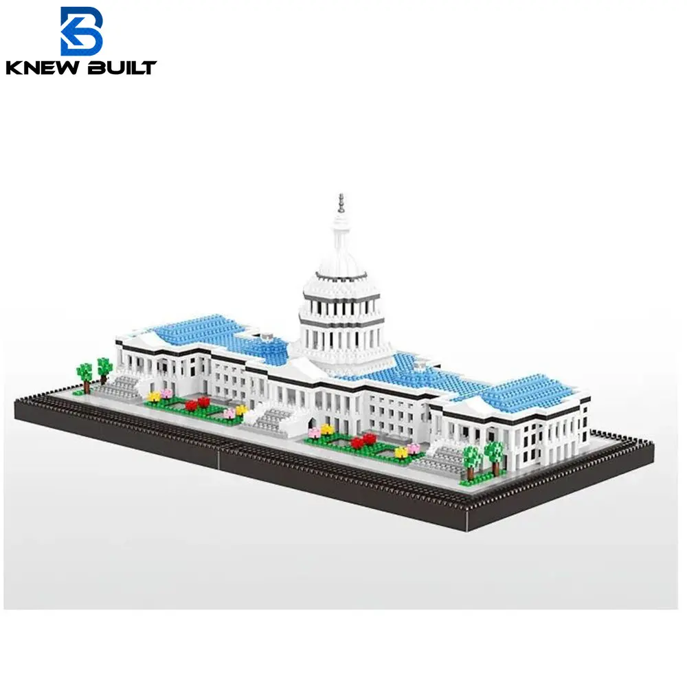 KNEW BUILT Capitol City Construction White House Micro Building Blocks US Mini Architecture Adult Children Toys Assemble Bricks