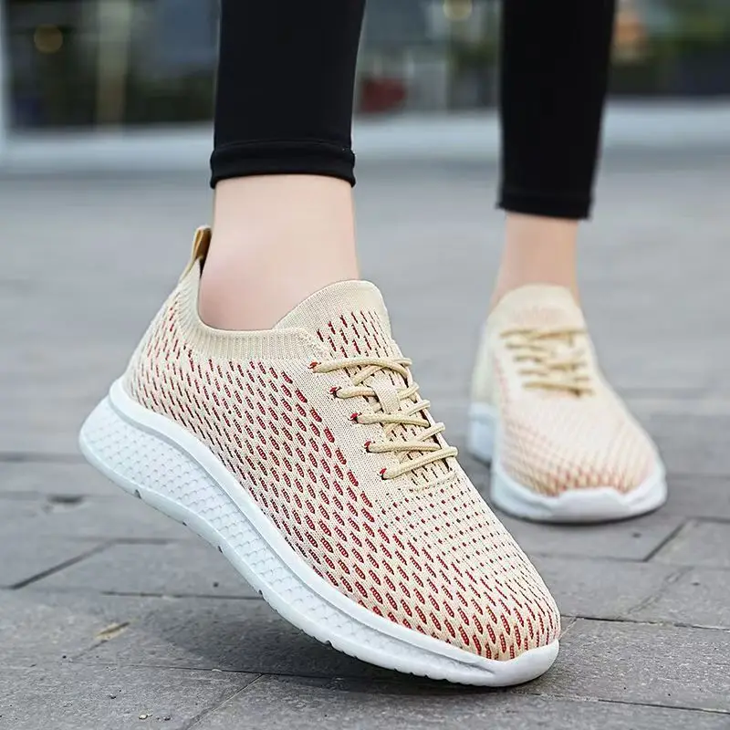 

Women Summer New Mesh Lace Up Big Size Casual Sneakers Soft sole Non slip Lightweight Breathable Running Shoes Walking Shoes