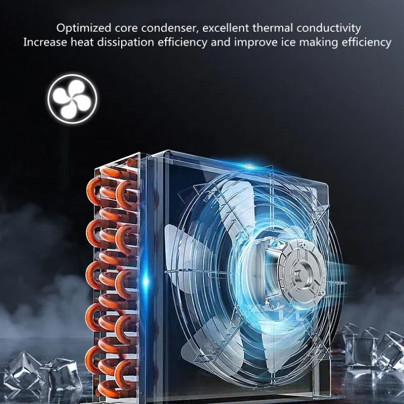 เครื่องทำน้ำแข็งสแตนเลสเชิงพาณิชย์ พร้อมที่เก็บน้ำแข็ง 90 ปอนด์ ระบบทำความสะอาดอัตโนมัติ แบบตั้งใต้เคาน์เตอร์