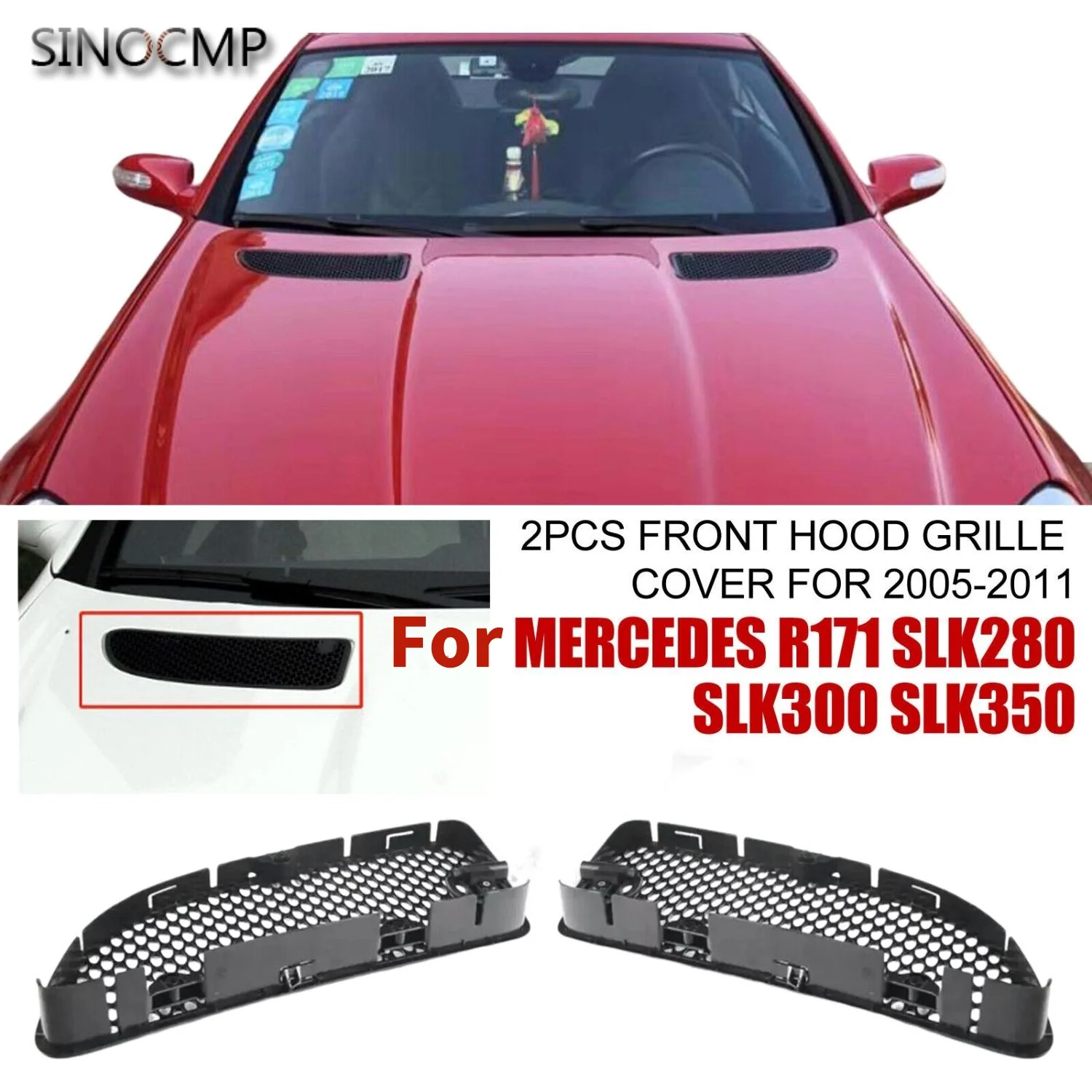 

1 Pair/2pcs Car Front Hood Grille 1718800385 1718800485 For Mercedes R171 SLK280 SLK300 SLK350 2005-2011 Exterior Door Panels