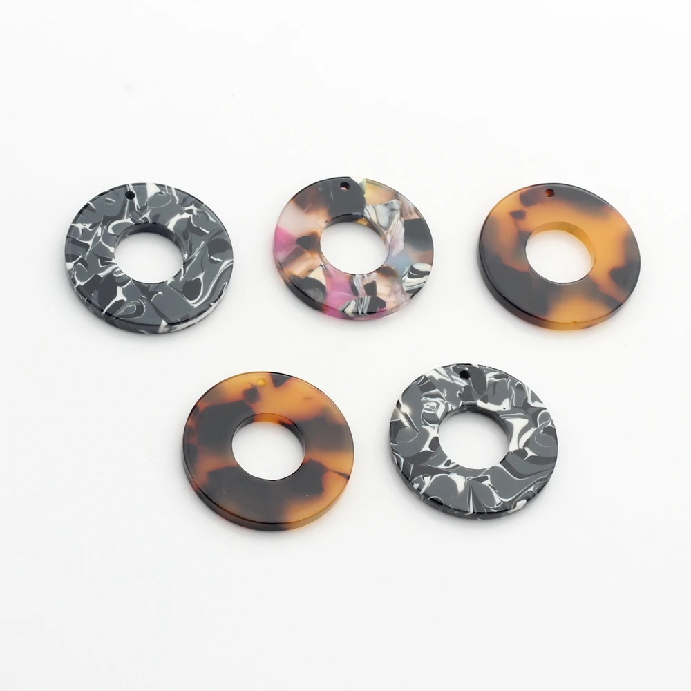 Acetic Acid Resin Charms Pendants Flat Smooth Round Circle Charms Pendants 23mm For DIY Jewelry Making Finding Accessories