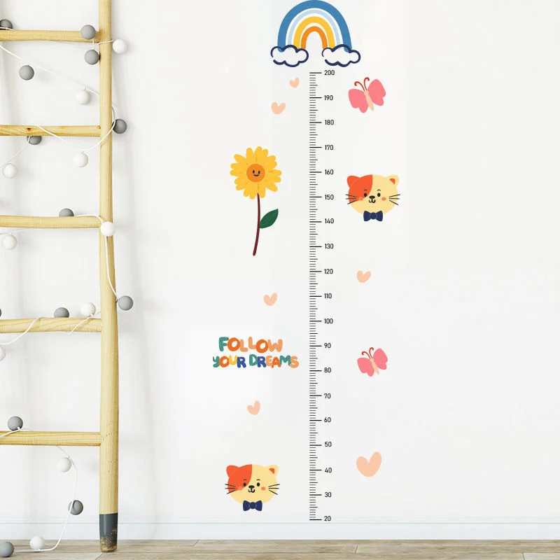 Cartoon Height Measure Wall Sticker For Kids Rooms Child Growth Ruler Stickers Gauge Growth Chart School Decals Nursery Bedroom