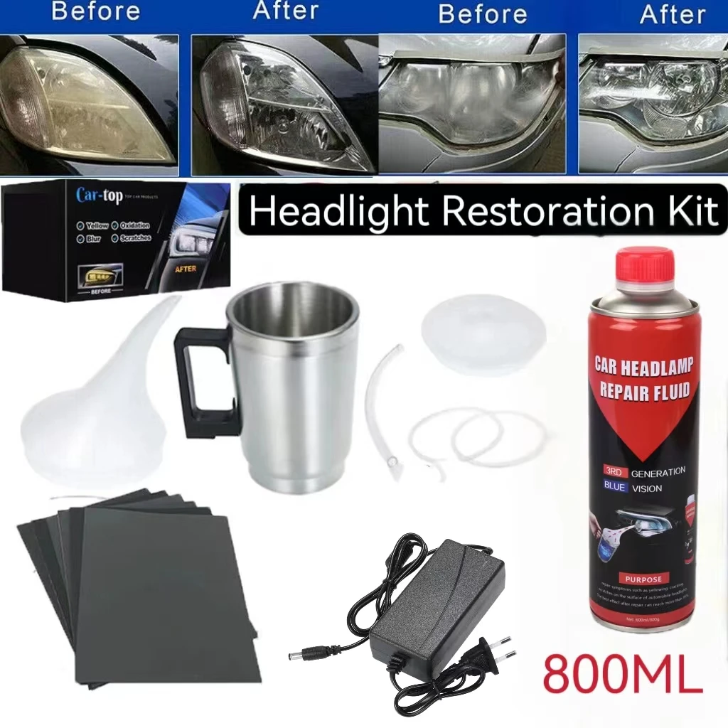 800ML Car Headlights Len Renovation Polishing Kit Liquid Polymer Heated Evaporator Anti-scratch Polishing Cleaning Tools