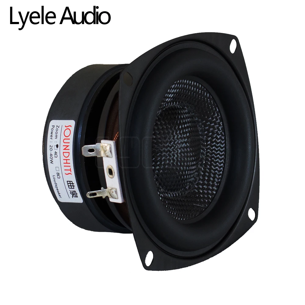 Lyele Audio 4-inch Subwoofer Speaker 40W HiFi Home Portable Bookshelf Speaker Unit Glass Fiber Preparation Cone 4/8ohm