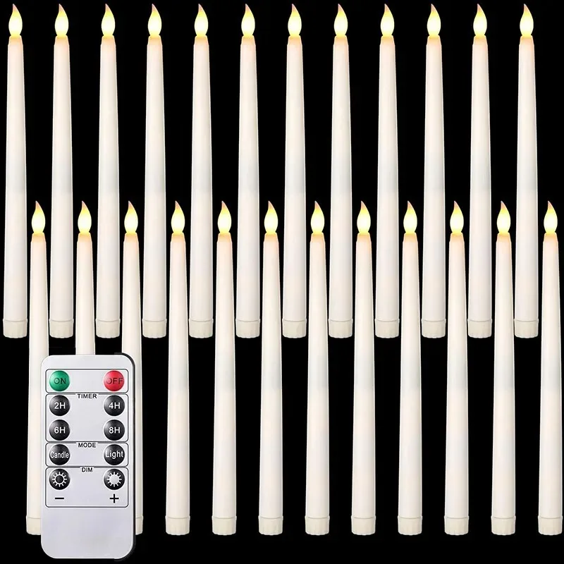 48-12Pcs Taper Candles Flameless Flickering LED Candle Battery Operated Candle Dinner Candle Light for Wedding Centerpiece Decor