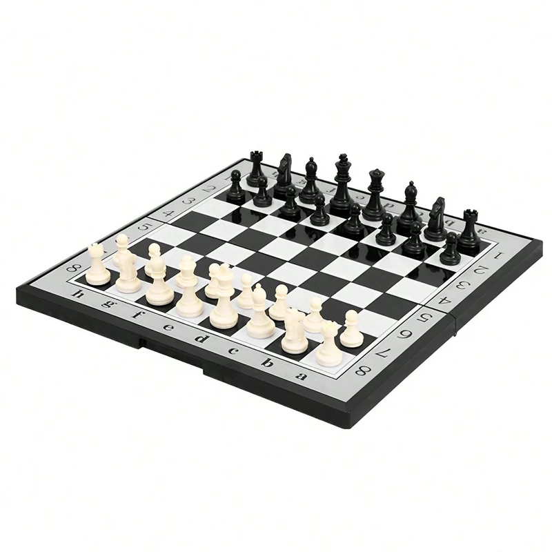 Set di scacchi pieghevole magnetico Tabellone da gioco in feltro 28,5 cm * 28,5 cm Stoccaggio interno Regalo per bambini per adulti Gioco per