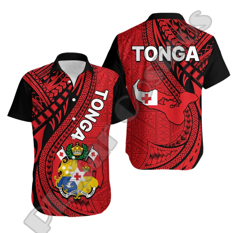 NewFashion Custom Name Polynesian Country Tonga Liahona Hight School Tattoo Hawaiian Beach Shirts 3DPrint Summer Short Sleeves A