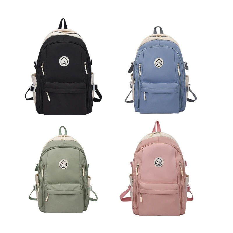 

School Backpack for Women Solid Color Laptop Backpack School Bag Teenagers Girls Large Capacity Travel Rucksack E74B