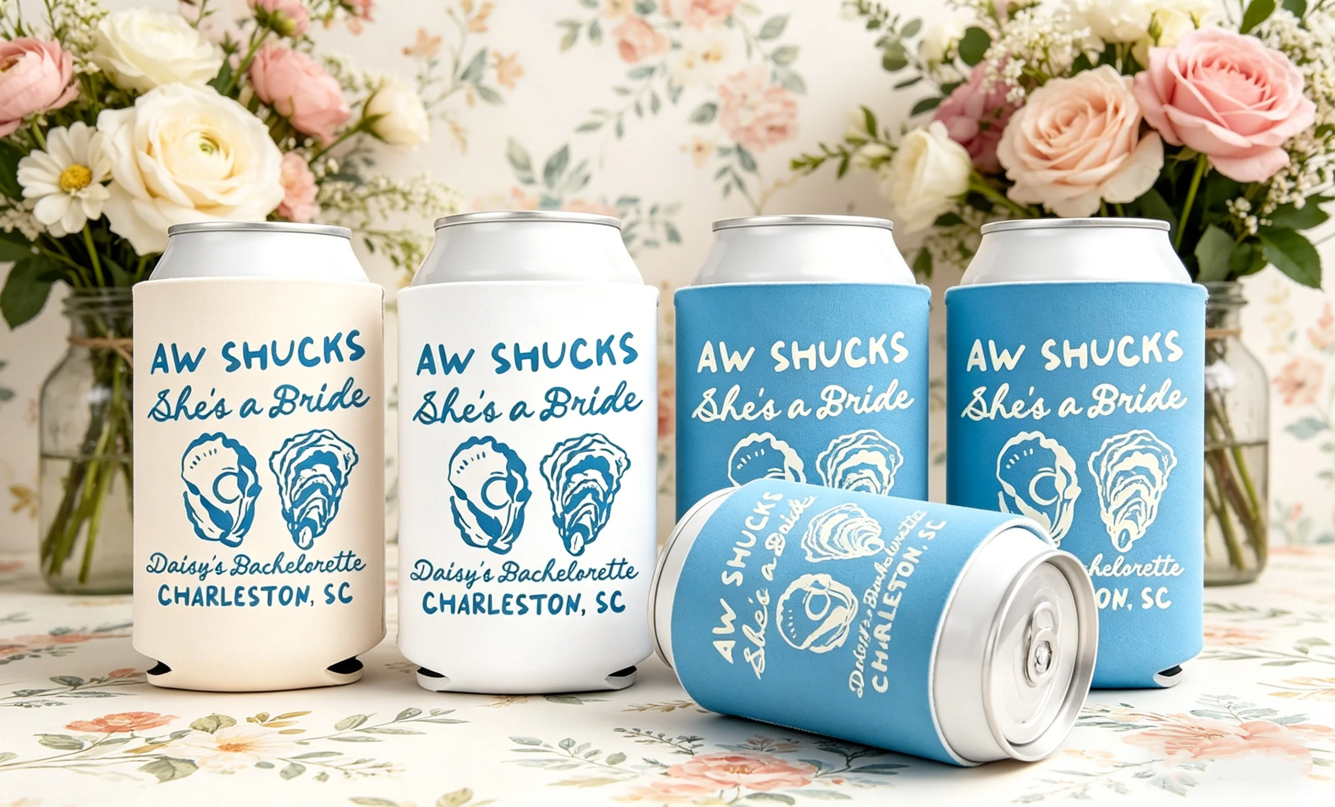 10/20/30 piezas Enfriadores de latas personalizados Aw Shucks She's A Bride para despedida de soltera, Recuerdos personalizados para fiesta de despedida de soltera con temática de ostras, Regula