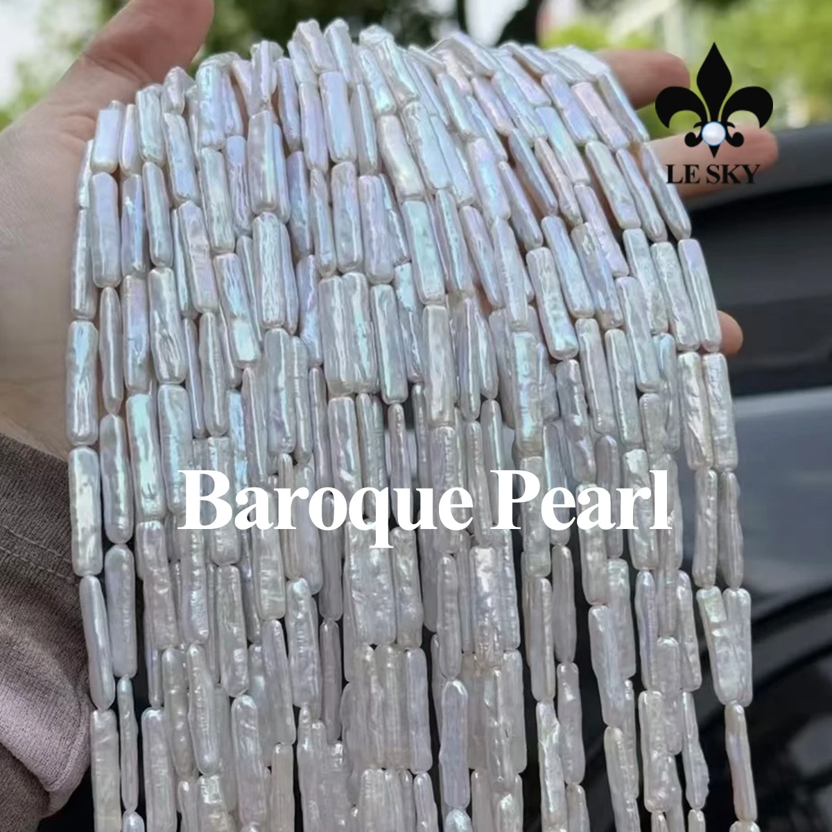 

100% Natural Freshwater Pearl Beads Small Silver Bars Baroque Loose Spacer Beaded for Making DIY Jewerly Necklace Bracelet 36CM